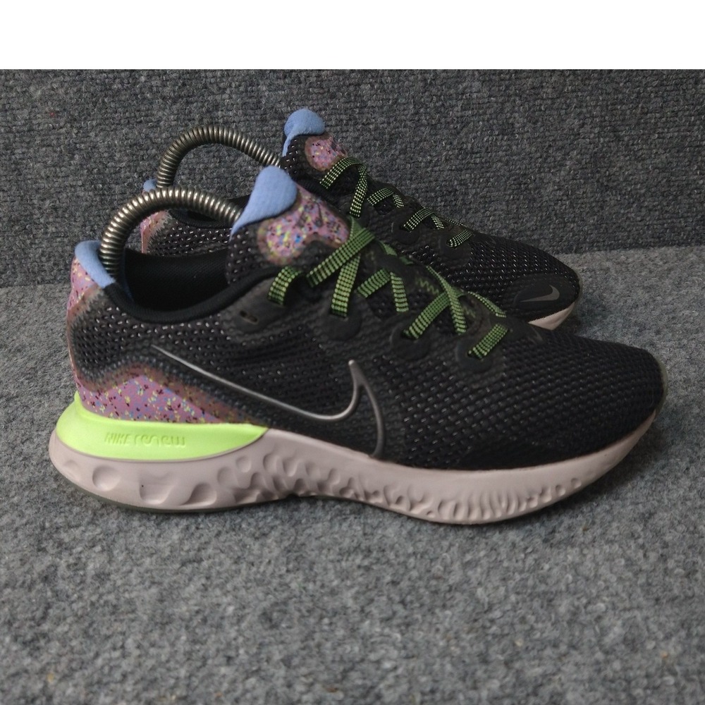 Nike Renew Run Womens Black Volt Multi Color Running Shoes CT3515-001 Size 7